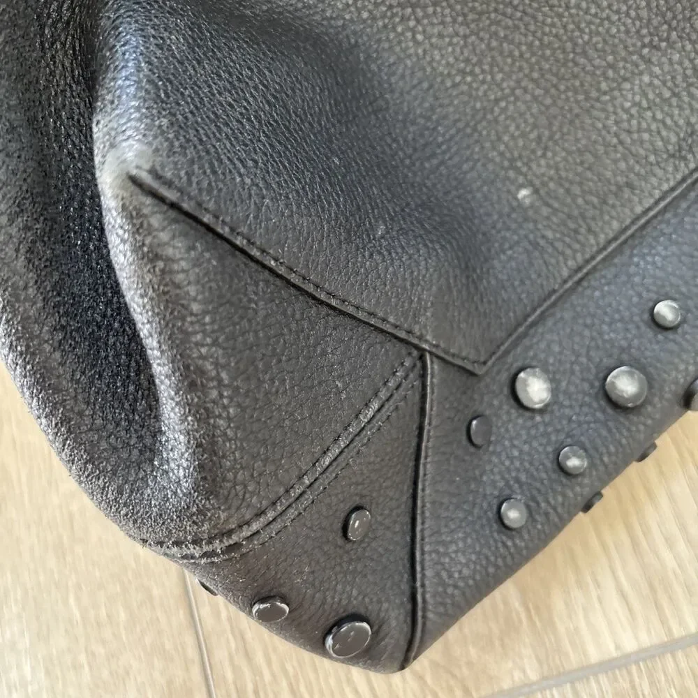 DKNY Wes Studded Metal Suede Hobo Slouch Hobo 90s Moto Grunge Festival Retro